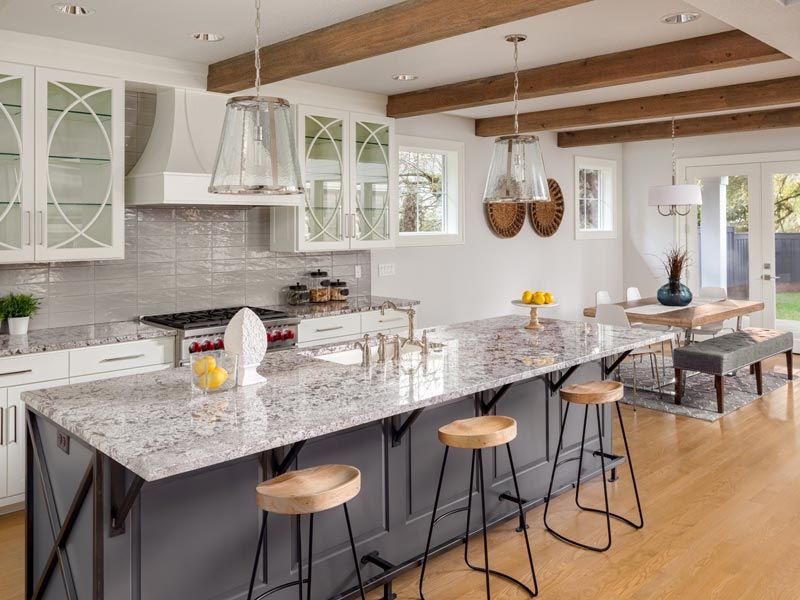 kitchen remodel with wood beam design
